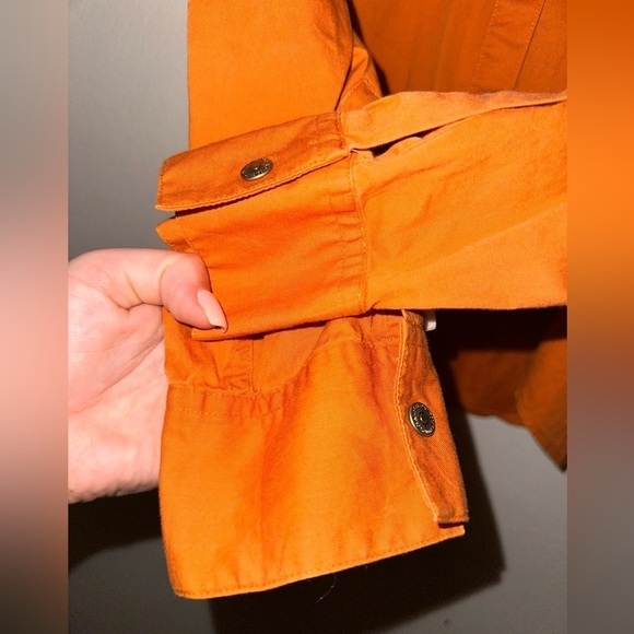 Harley Davidson women’s orange embroidered button front top XL biker - Picture 5 of 9